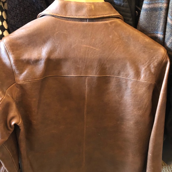 Classic brown leather jacket; size small. - Picture 4 of 4